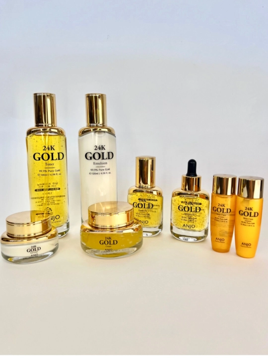 Anjo 24K Real gold Anti-Age - корейский косметический набор, увлажняющий и омолаживающий