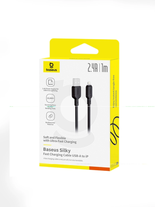 Baseus Silky Series tez zaryadlash kabeli USB-A to Lightning 2.4A 1 m