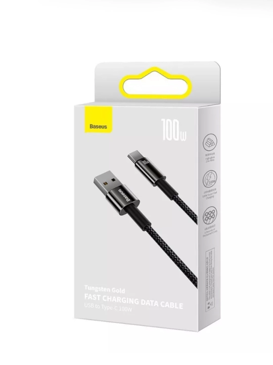 USB-C 3А  oy oq uchun USB-А tez zaryadlash kabel USB-Series baseus Silky, 2 m