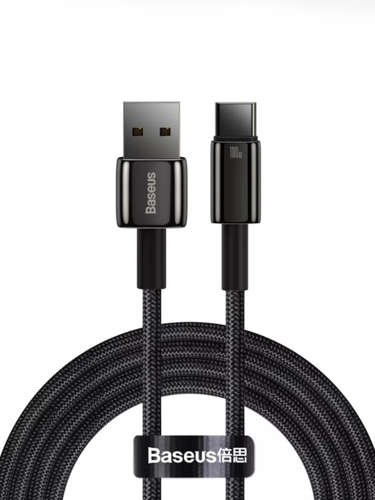 USB-C 3А  oy oq uchun USB-А tez zaryadlash kabel USB-Series baseus Silky, 2 m