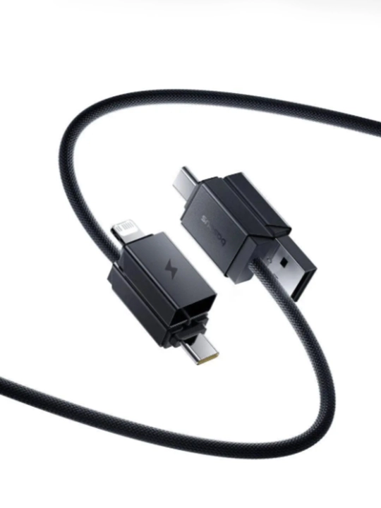 USB-A+USB-C dan USB-C+Lightning 60 Vt 2m USB-a + USB-C ko'p qirrali tez zaryadlash kabeli