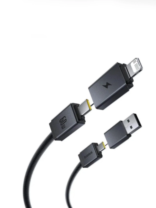 USB-A+USB-C dan USB-C+Lightning 60 Vt 2m USB-a + USB-C ko'p qirrali tez zaryadlash kabeli