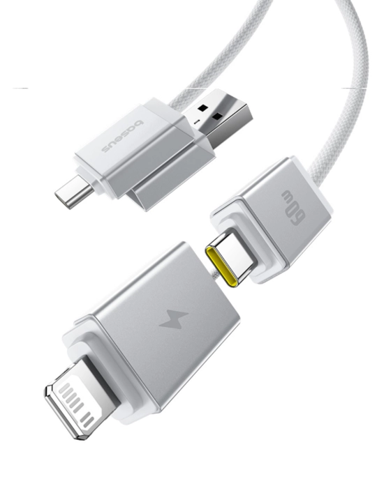 USB-A+USB-C dan USB-C+Lightning 60 Vt 2m USB-a + USB-C ko'p qirrali tez zaryadlash kabeli