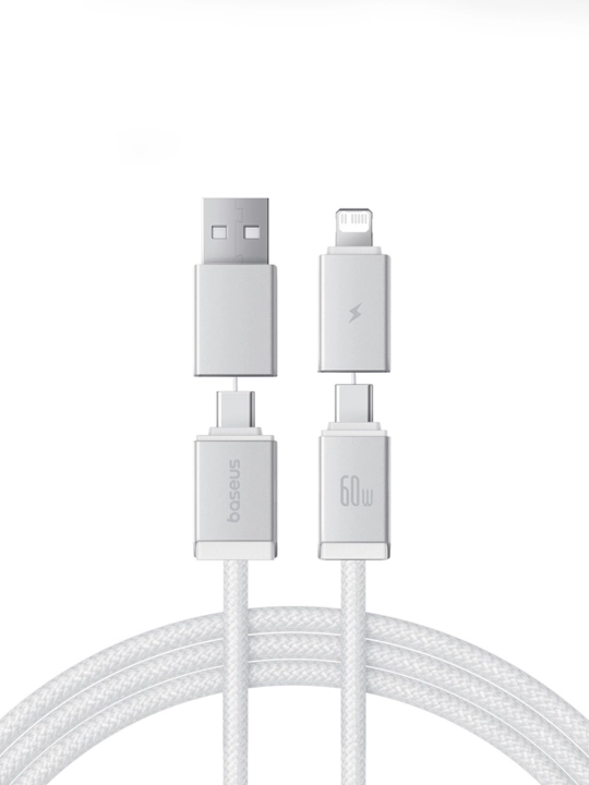 USB-A+USB-C dan USB-C+Lightning 60 Vt 2m USB-a + USB-C ko'p qirrali tez zaryadlash kabeli