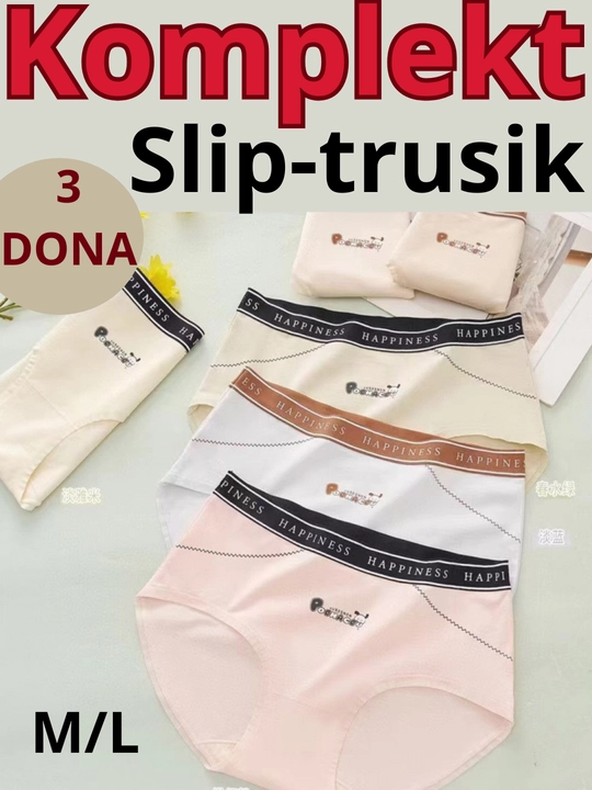 Ayollar trusiklari, paxtali sliplar, to'plamda 3 dona tasodifiy ranglarda - 