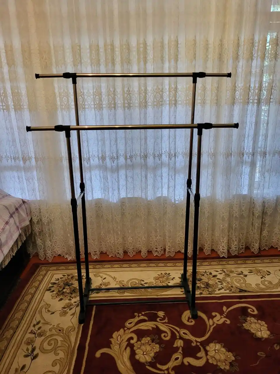 Вешалка для одежды, напольная, двойная, на колёсиках, гардероб