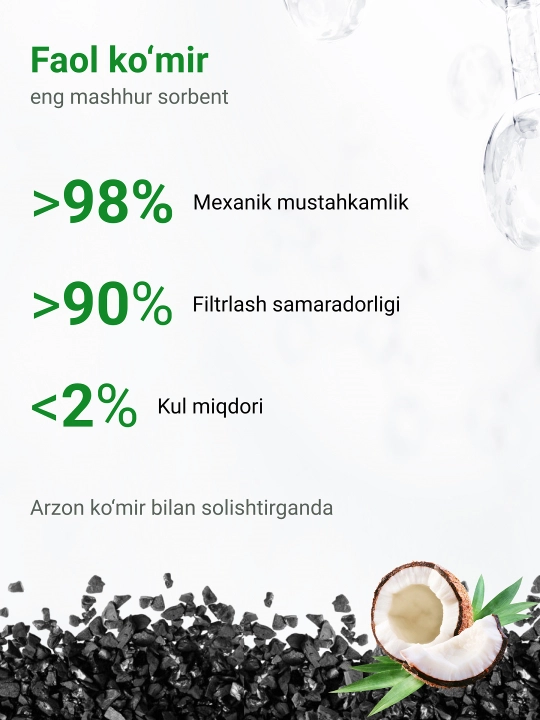 10SL ko‘mirli suv filtri, geyzer miks, 0.6 mkm blok, suvni xlordan tozalash