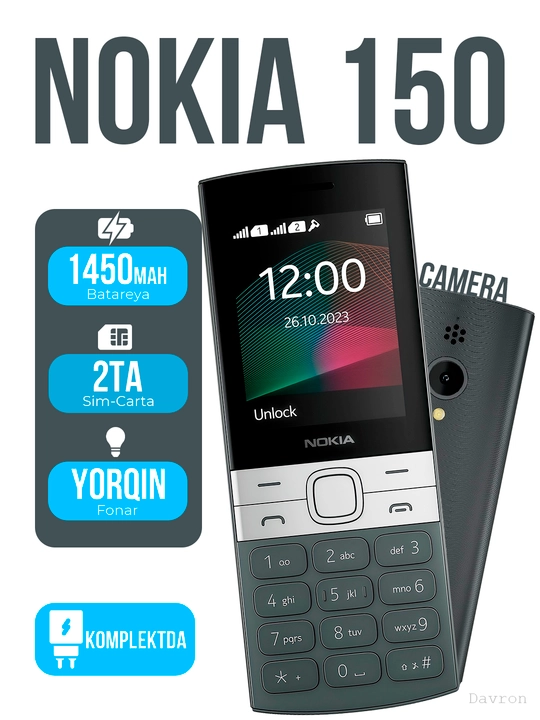 Nokia 150 Classic tugmali telefon 2 ta SIM karta - 