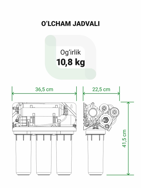 Teskari osmos Geyzer Allegro PM, kuniga 200 litr, motor va mineralizator, 12 litrli bak
