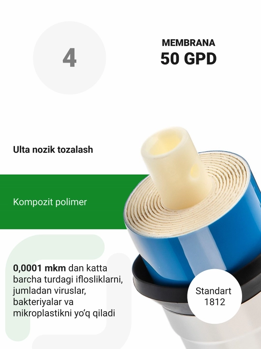 Teskari osmos Geyzer Allegro PM, kuniga 200 litr, motor va mineralizator, 12 litrli bak