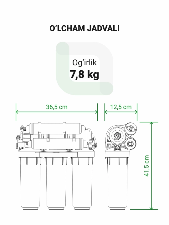 Geyser Allegro teskari osmos, lavabo uchun suv filtri, 12 litr idish, kran bilan