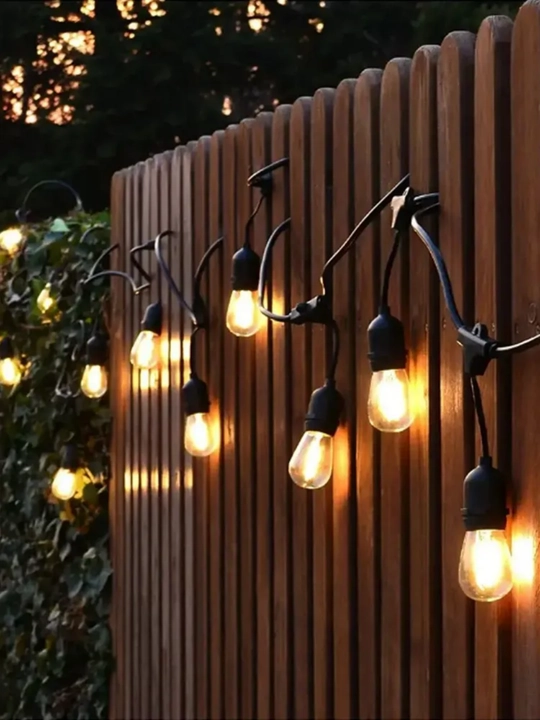 Retro uslubdagi tashqi LED elektr girlyanda, 10 dona lampa, 5 metr, 220V, suvga chidamli