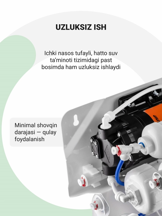 Teskari osmosli Geyser Nanotek P, lavabo uchun suv filtri, 12 l idish va kran, nasosli