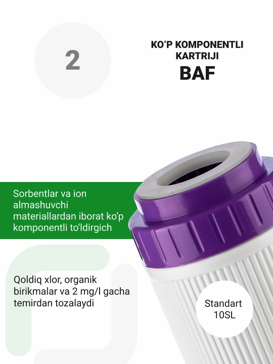 Teskari osmosli Geyser Nanotek P, lavabo uchun suv filtri, 12 l idish va kran, nasosli