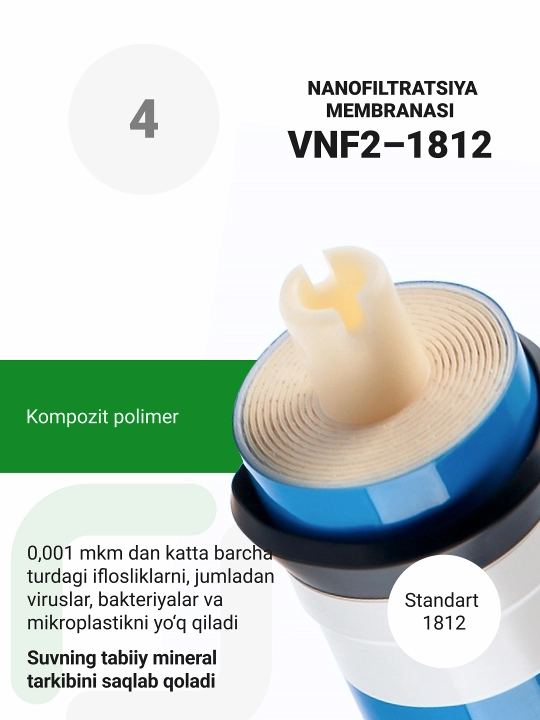 Teskari osmosli Geyser Nanotek P, lavabo uchun suv filtri, 12 l idish va kran, nasosli