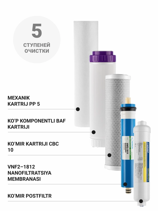 Teskari osmosli Geyser Nanotek P, lavabo uchun suv filtri, 12 l idish va kran, nasosli