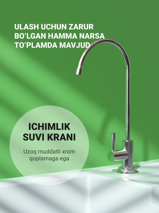 Teskari osmosli Geyser Nanotek P, lavabo uchun suv filtri, 12 l idish va kran, nasosli