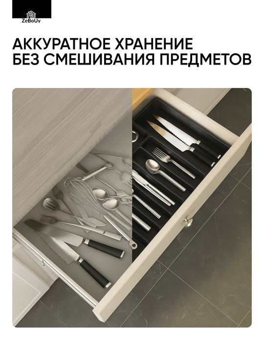Organayzer stol priborlar uchun tortiladigan plastmassa lotok konteyner oshxona uchun