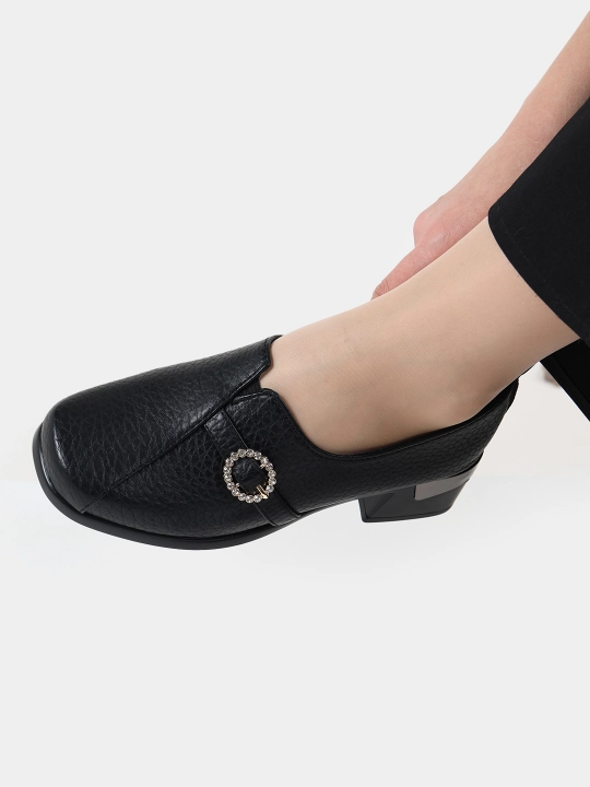Ayollar poyabzali Sling Black Stiletto - barqaror poshnali zamonaviy poyabzal, nachos yo'q