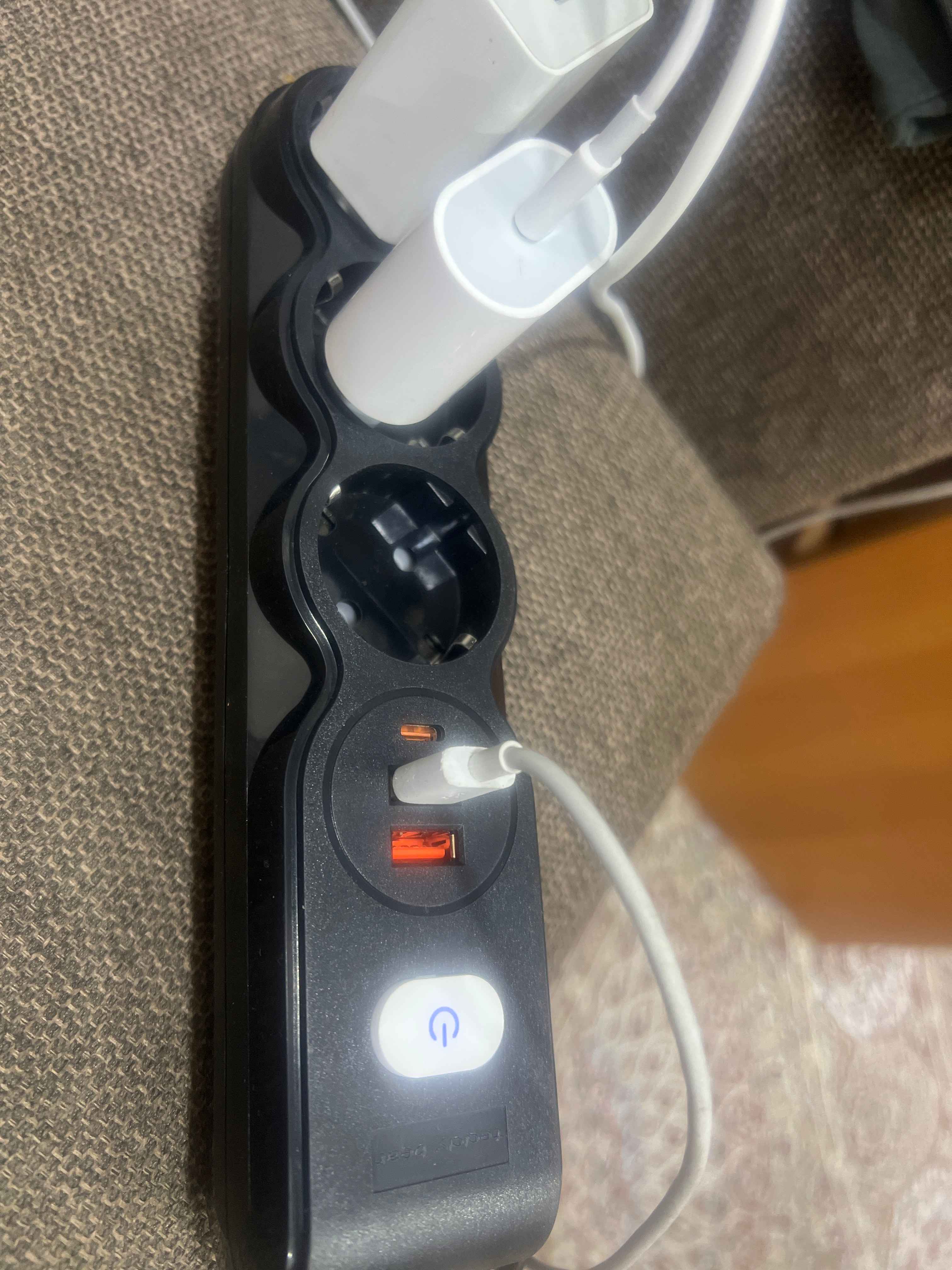Удлинитель электрический 5 м, сетевой фильтр, 3 розетки, 2 USB порта, Type-C, тройник