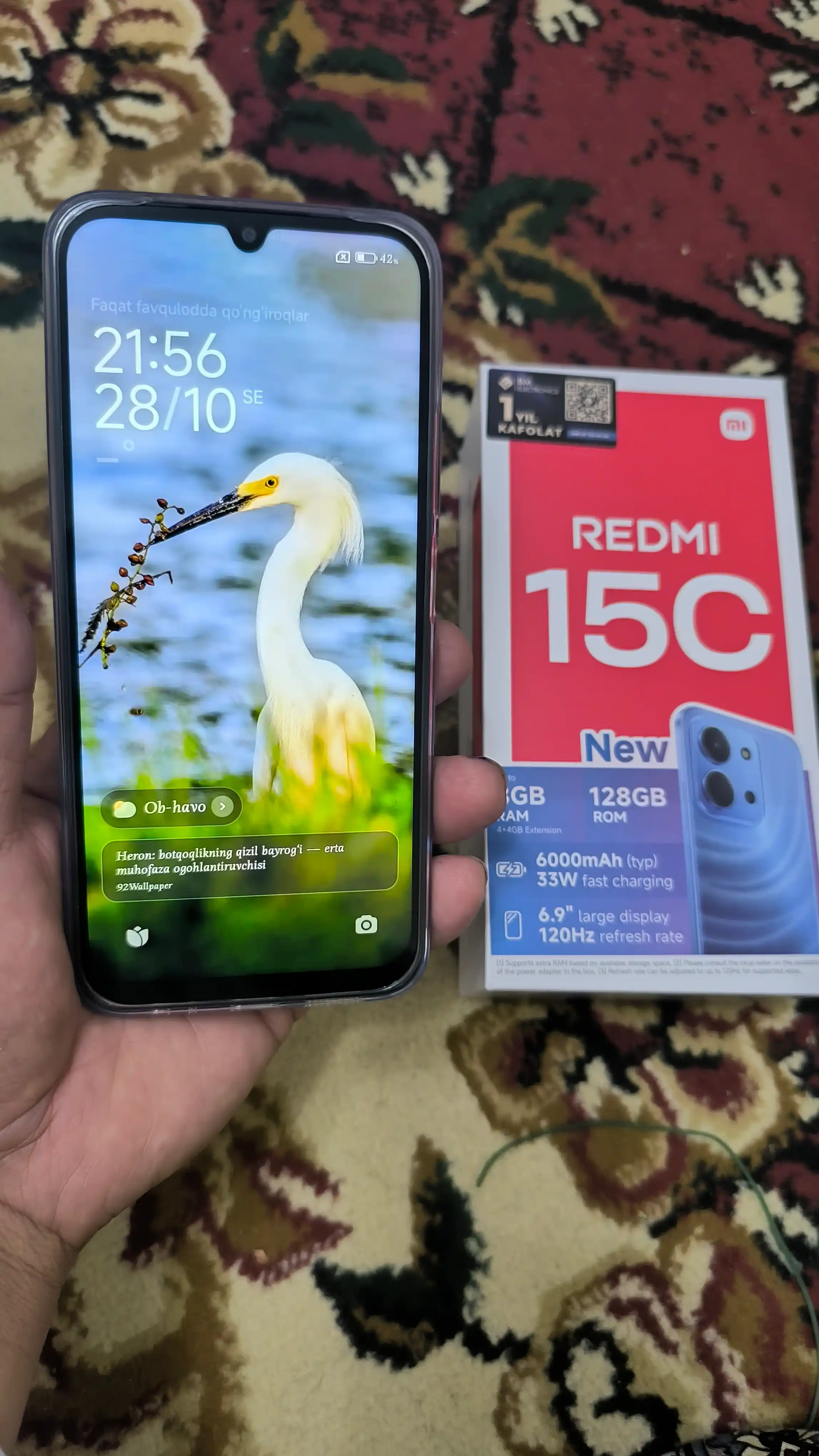 Smartfon Redmi 15C, 8/256 GB, 6.9" IPS 120 Hz, 50 MP, MediaTek Helio G81 Ultra, 6000 mA/s
