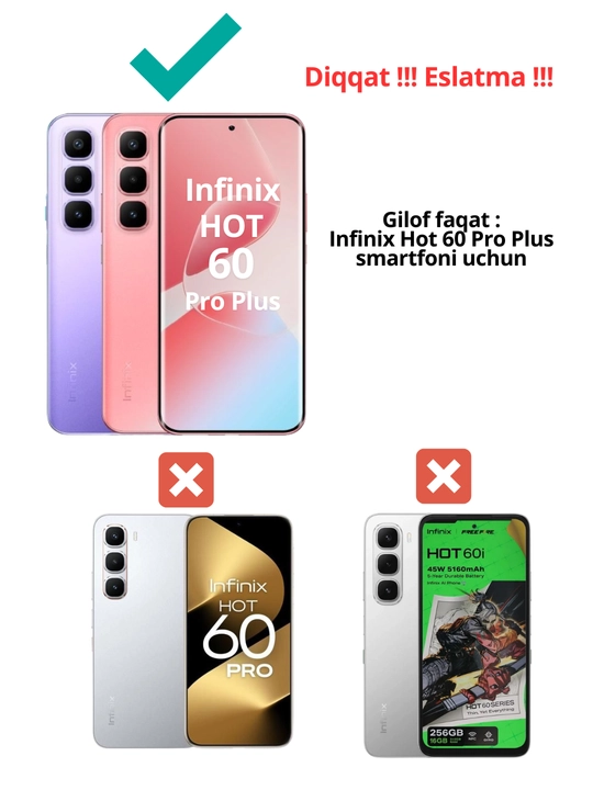 Infinix HOT 60 Pro Plus smartfoni uchun g'iloflar