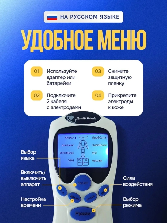 Массажный аппарат для профессиональной миостимуляционной терапии тела и мышц 