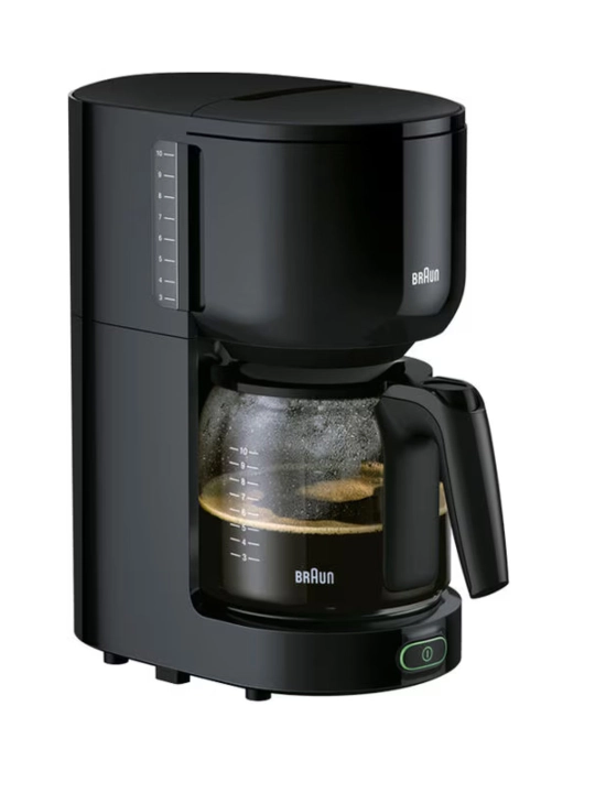 Braun KF3120BK tomchili kofe mashinasi, 1.25 litr, 1000 Vt, isitish funksiyasi
