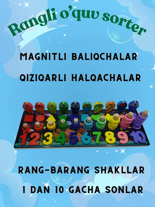 Montessori yog'och saralovchi, rang-barang rivojlantiruvchi o'yinchoq to'plami - 