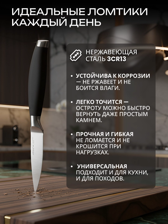 Нож для овощей, хлеба, кухонный, поварский Ardesto Gemini, нержавеющая сталь