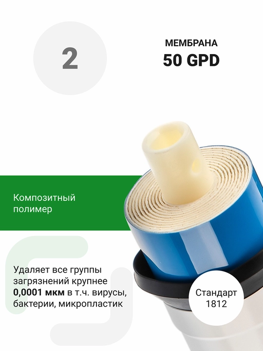 Обратный осмос под мойку Гейзер Престиж-2, компактный фильтр для воды, 200 л в день