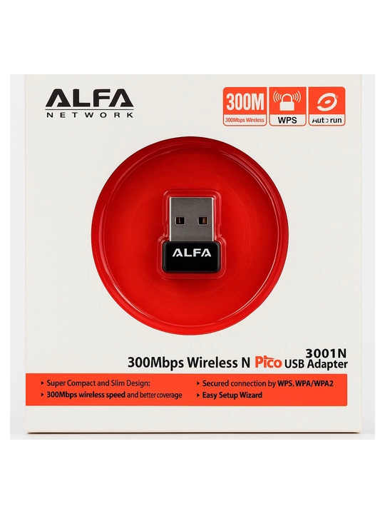 WI-Fi адаптер, usb 300a mbps alfa 3001n, для ноутбука и стационарного пк - 