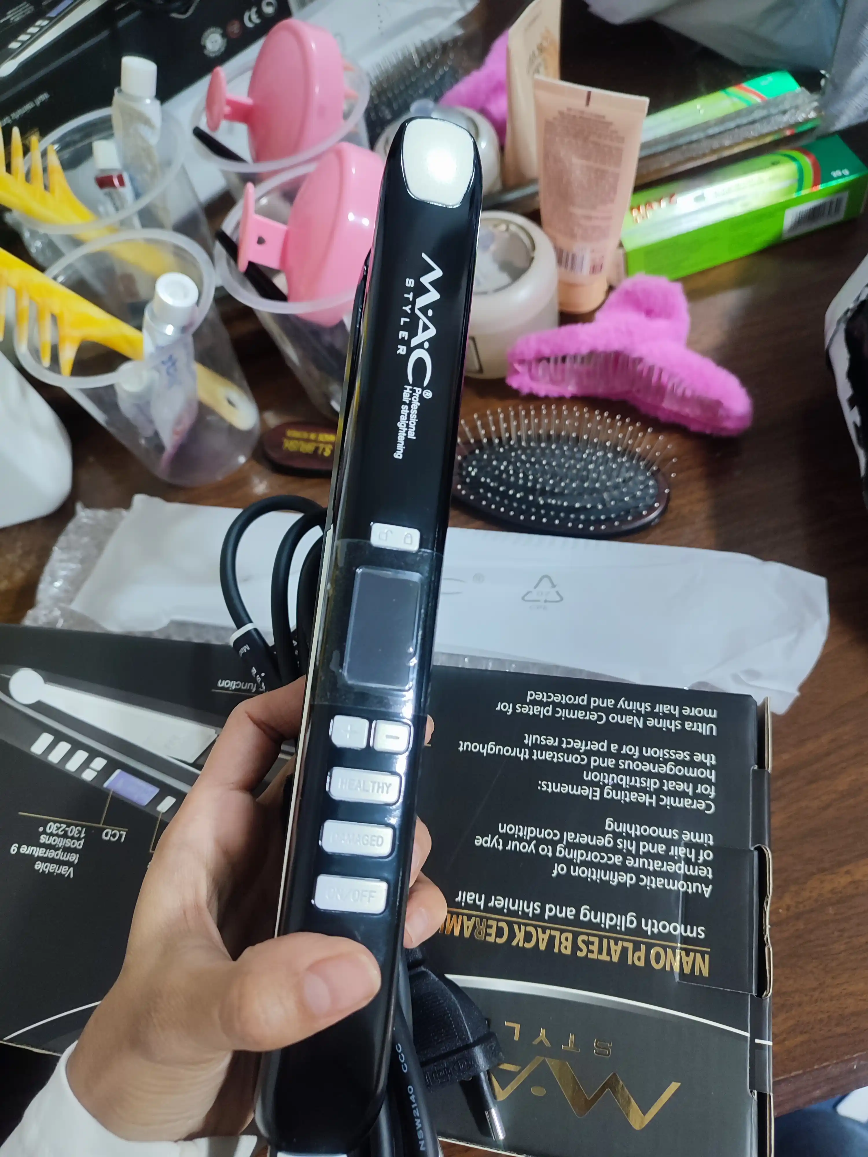 Professional to‘g‘rilagich, soch dazmoli MAC MC-2021, keramik, LCD displeyli