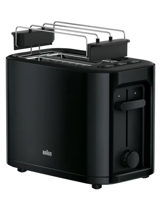 Тостер Braun HT3010BK PurEase, 1000 Вт, 2 отделения, подогрев и разморозка