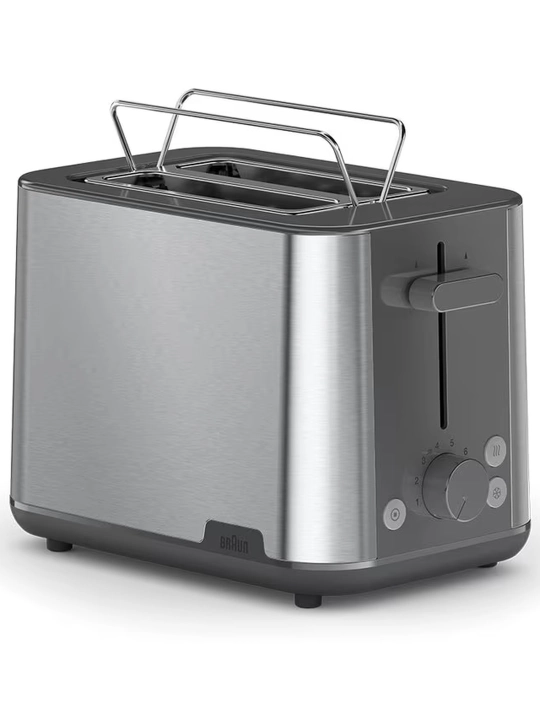 Тостер BRAUN HT1510GY, 1000 Вт, 2 отделения, корпус из нержавеющей стали