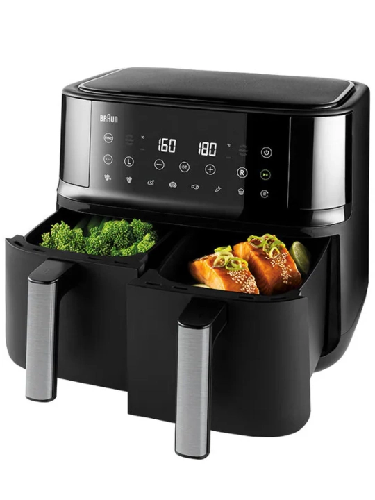 Fritürnitsa BRAUN TD3030IBK Dual Crisp, 8 l, 2 bo‘lim, sensor boshqaruv