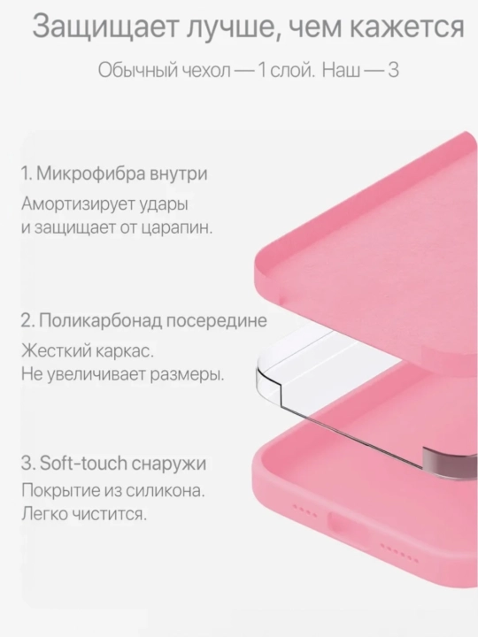 Силиконовый чехол для Phone 13 Pro, Pro Max, 14 Pro, Pro Max, 15 Pro, Pro Max 16