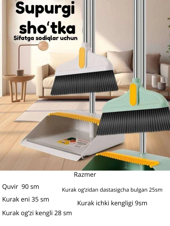 Supurgi va хokandozli chang olgich, tozalash to'plami, 2 tasi 1 da