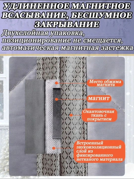 Тёплая штора на входную дверь — магнитная, 90/100/120/150×210 см, три цвета