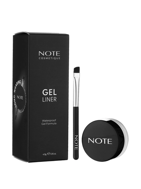 Гелевая подводка для глаз NOTE Gel Liner черная, водостойкая, 4.5 г, с кистью