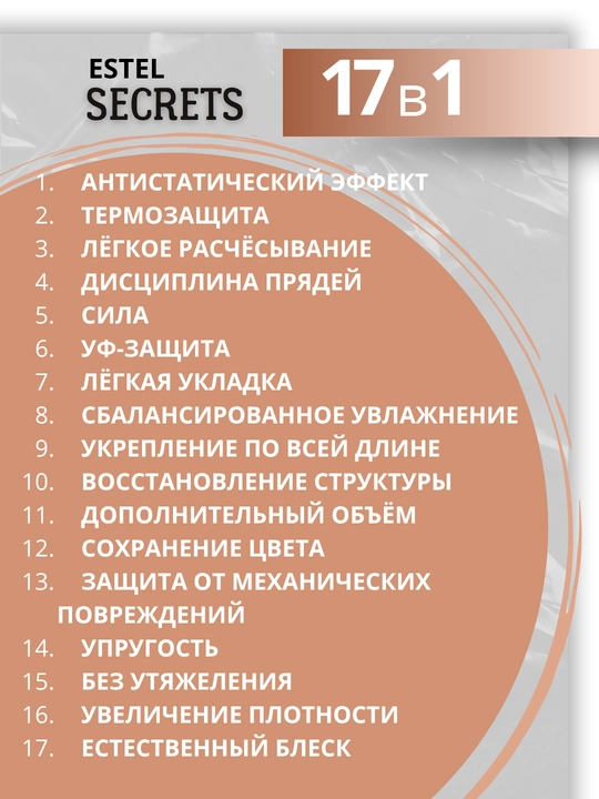 Estel Secrets спреи для волос — термозащита, блеск, уход для окрашенных волос, 200 мл