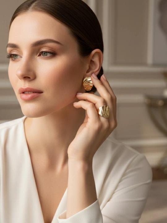 Золотое кольцо и серги комплект, 6.56 г, модель D47K, золото 585 пробы, , DIAMOND