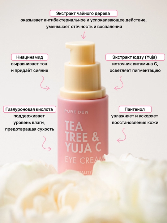 Кем для век PURE DEW TEATREE & YUJA C PURIFYNG EYE CREAM, 30 мл