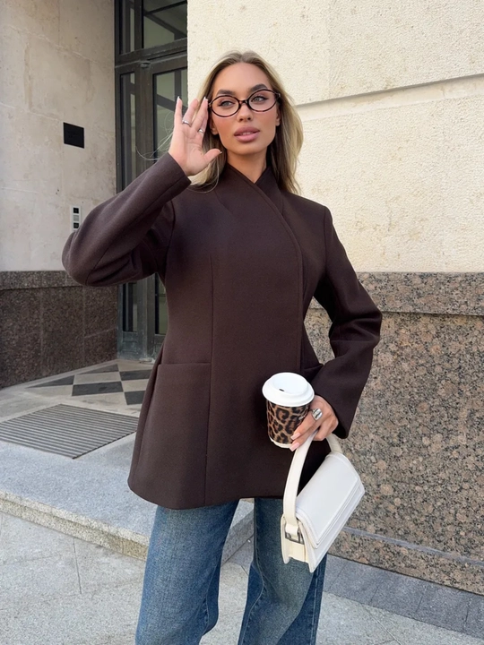 Женское демисезонное пальто, в стиле минимализм, маломерит