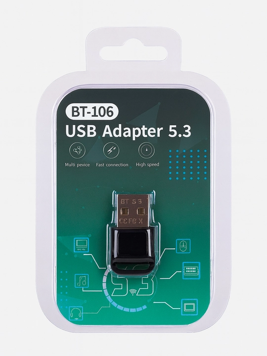 Bluetooth 5.3, Simsiz adapter, USB 2.0, Qora - 