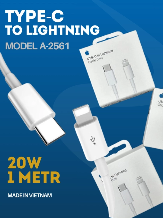 IPhone, Ipad va Airpods uchun Type-C to Lightning USB kabel 20W – tezkor zaryadlash uchun - 