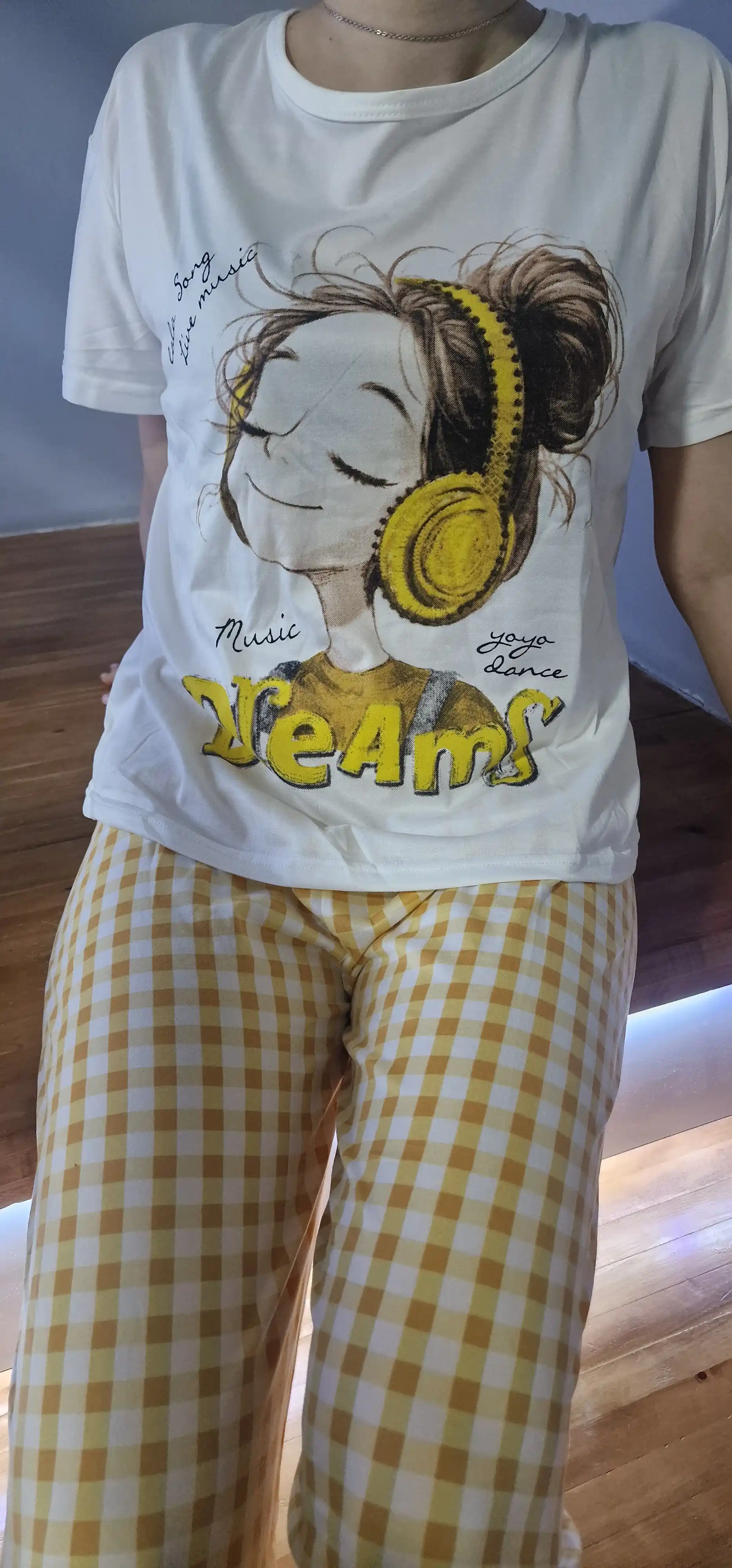 Ayollar va qizlar uchun pijama to‘plami, ko‘ylak va shim, kichik o‘lchamli