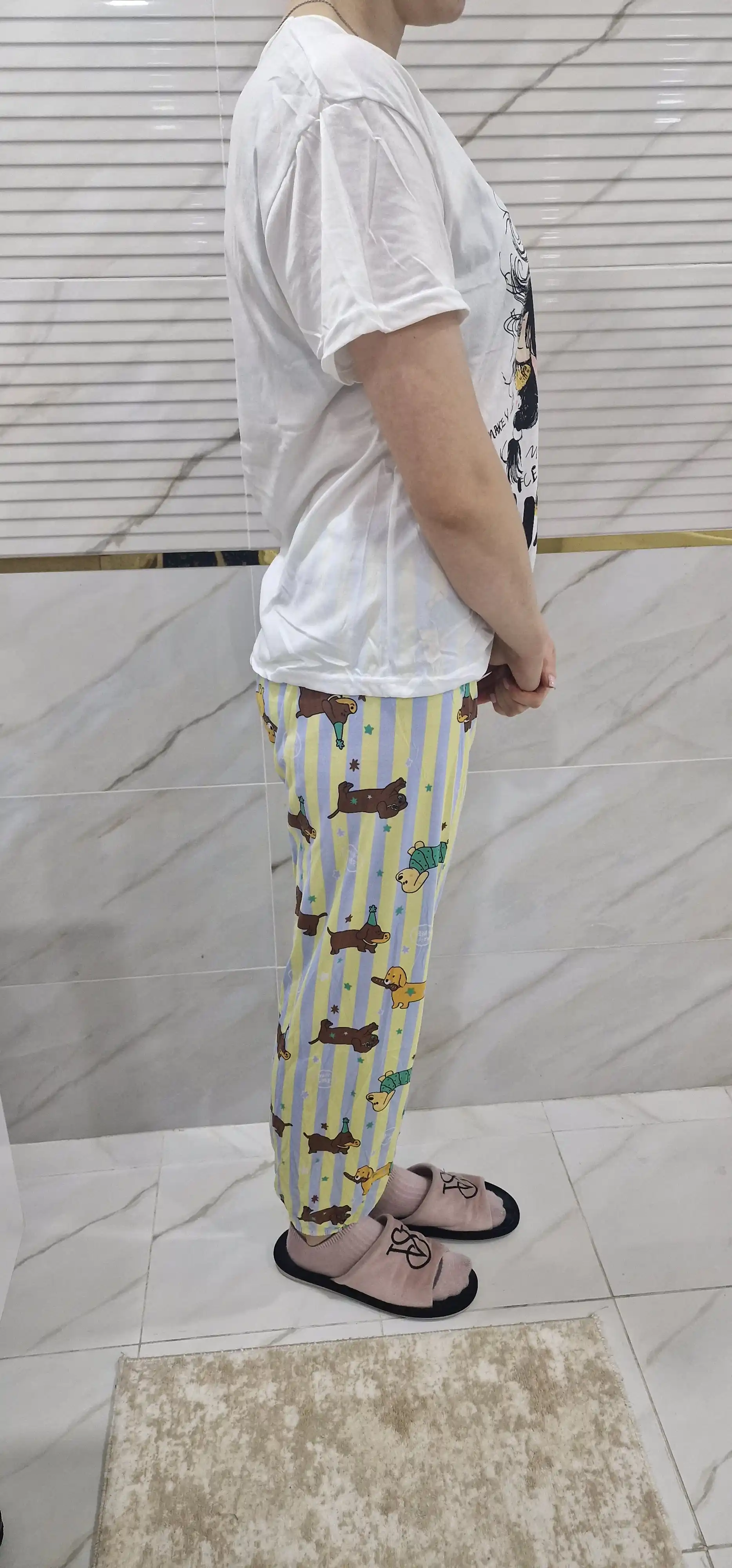 Ayollar va qizlar uchun pijama to‘plami, ko‘ylak va shim, kichik o‘lchamli