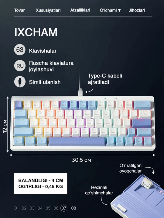 Mexanik klaviatura gaming uchun, simsiz va simli klaviatura
