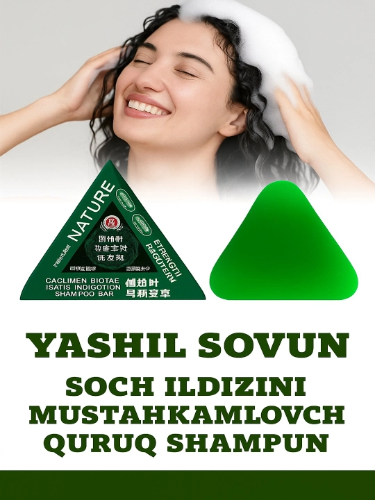 Sochni mustahkamlash uchun qattiq shampun–sovun vositasi